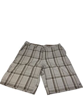 O'Neill Men's Plaid Flat-Front Shorts - Brown & Beige